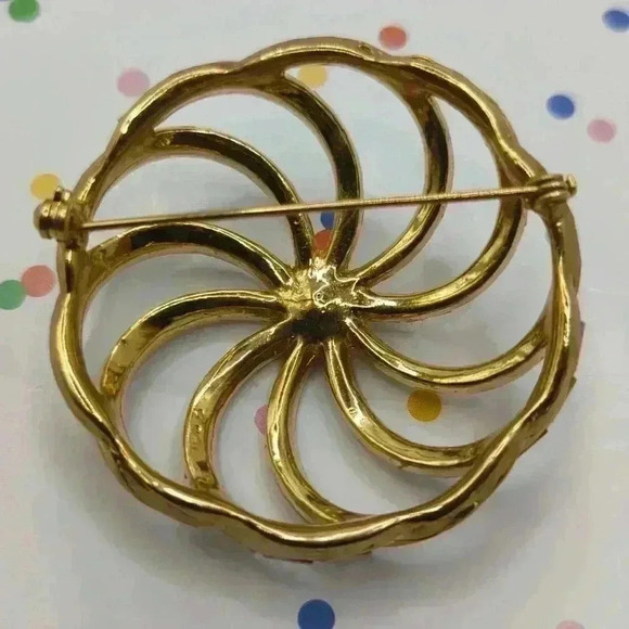 Vintage Lord & Taylor Gold Blush Pink Crystal Brooch - Elegant Statement Piece - Picture 4 of 5